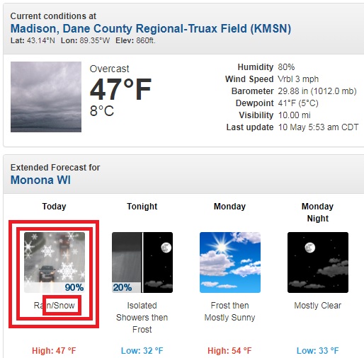 snow is forecast today