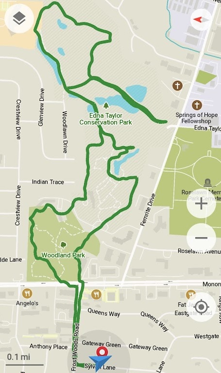 screen cap of my 3.4 mile walking route this morning