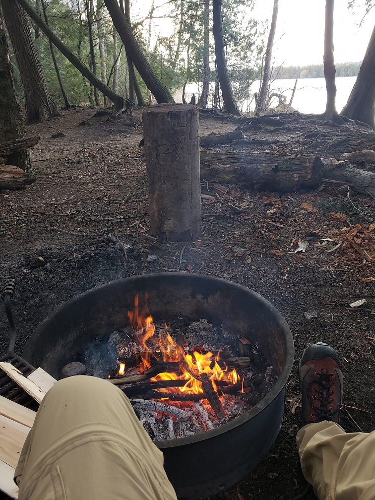 photo of a camp fire at site # 14, Europe Lake, Newport State Park, Wisconsin