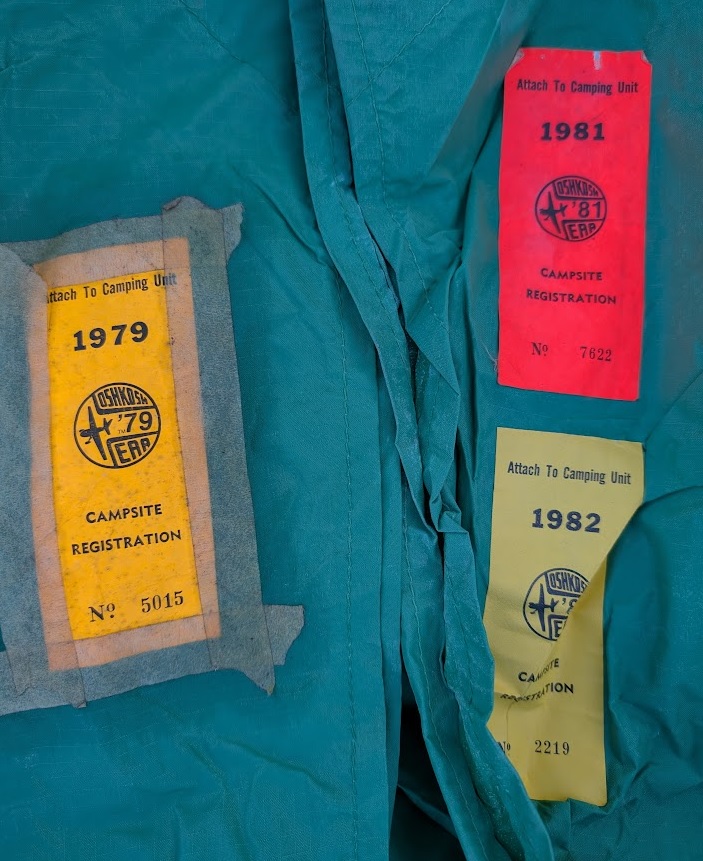 campsite registrations for the EAA AirVenture from 1979, 1981, and 1982 (then known as "the Fly-In")