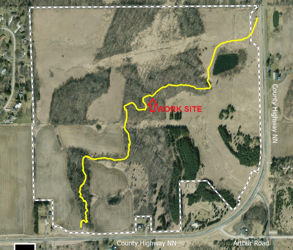 aerial photo of land of the Cedar Lakes Conservancy where the Ice Age Trail passes through it