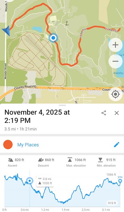 Screen cap of the hike from my hiking app