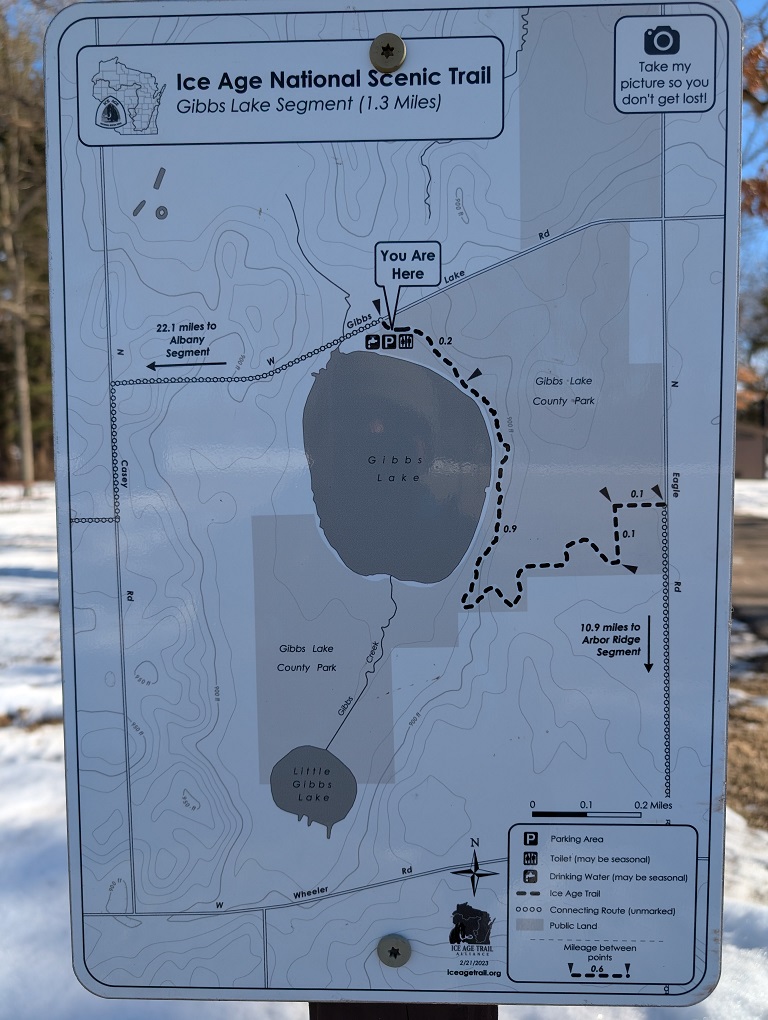 map of the Ice Age Trail through Gibb's Lake County Park