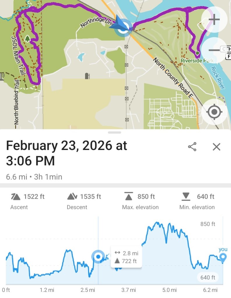 screen cap of today's hike recorded using Organic Maps